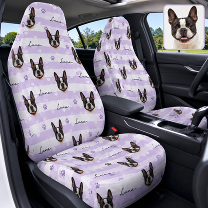 Custom Pet Face Car Seat Cover, Personalized Dog Portrait Auto Seat Cover, Pet Lover Gift THUC99
