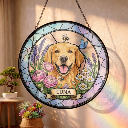 Custom Photo Dog Lover Glass Suncatcher Gift – Personalized Pet Cat Lover Gift (THUC99)