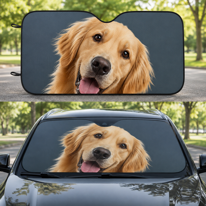 Custom Pet Auto Sun Shade, Personalized Dog Windshield Cover, Photo Car Sunshade Gift for Pet Parents THUC99