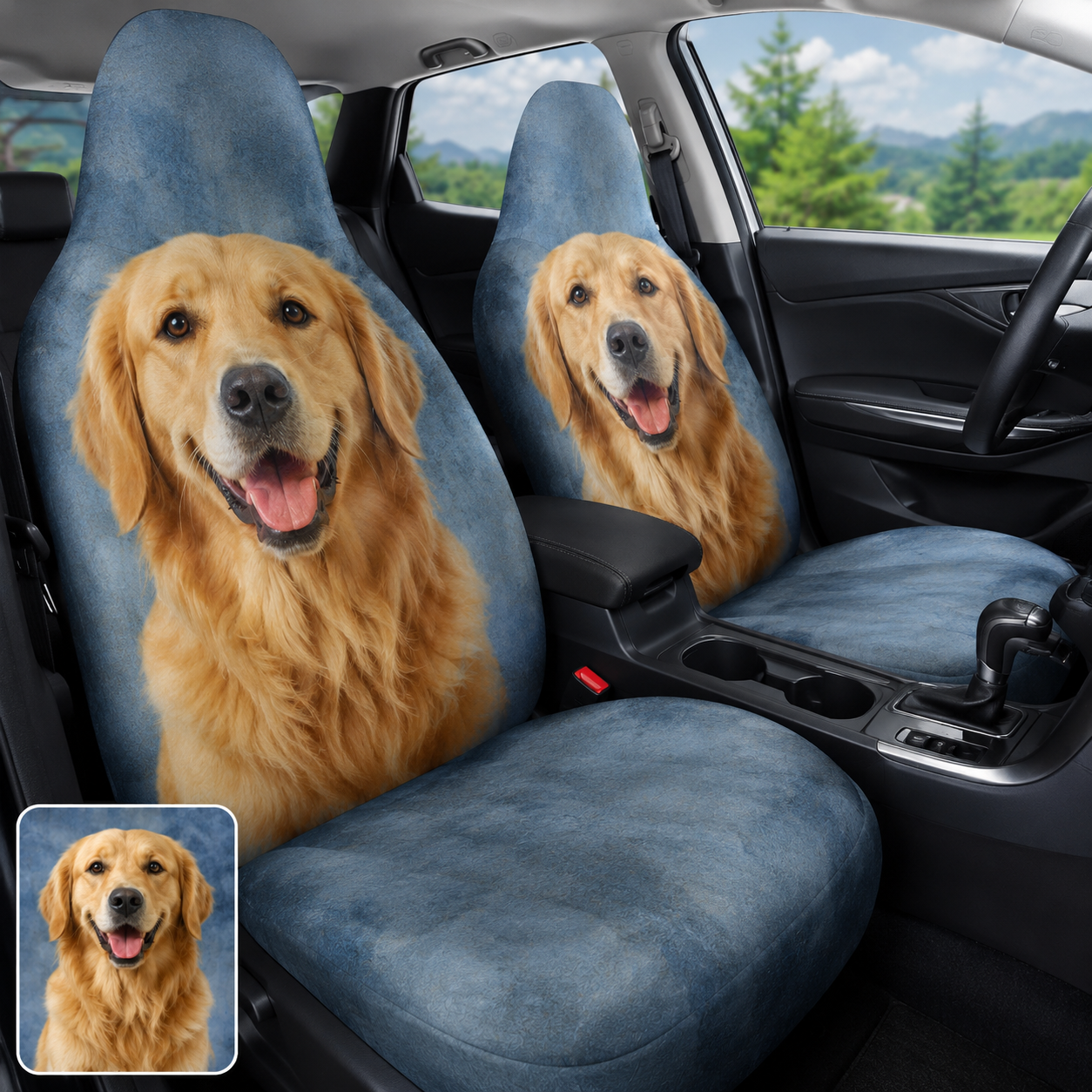 Personalized Photo Dog Seat Cover, Custom Pet Car Seat Protector, All Over Print Seat Cover THUC99
