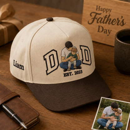 Custom Photo Dad Embroidered Hat, Personalized Cap, Custom Portrait Dad Hat, Father’s Day Gif THUC99
