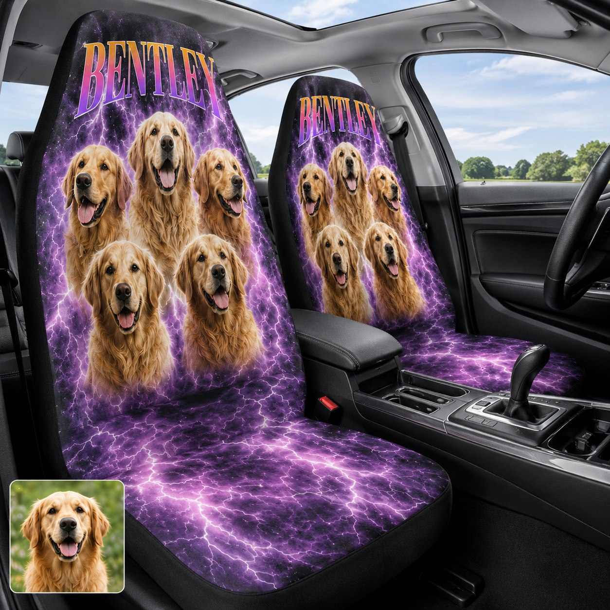 Custom Dog Picture Seat Cover, Personalized Pet Face Car Seat Protector, Dog Lover Gift THUC99