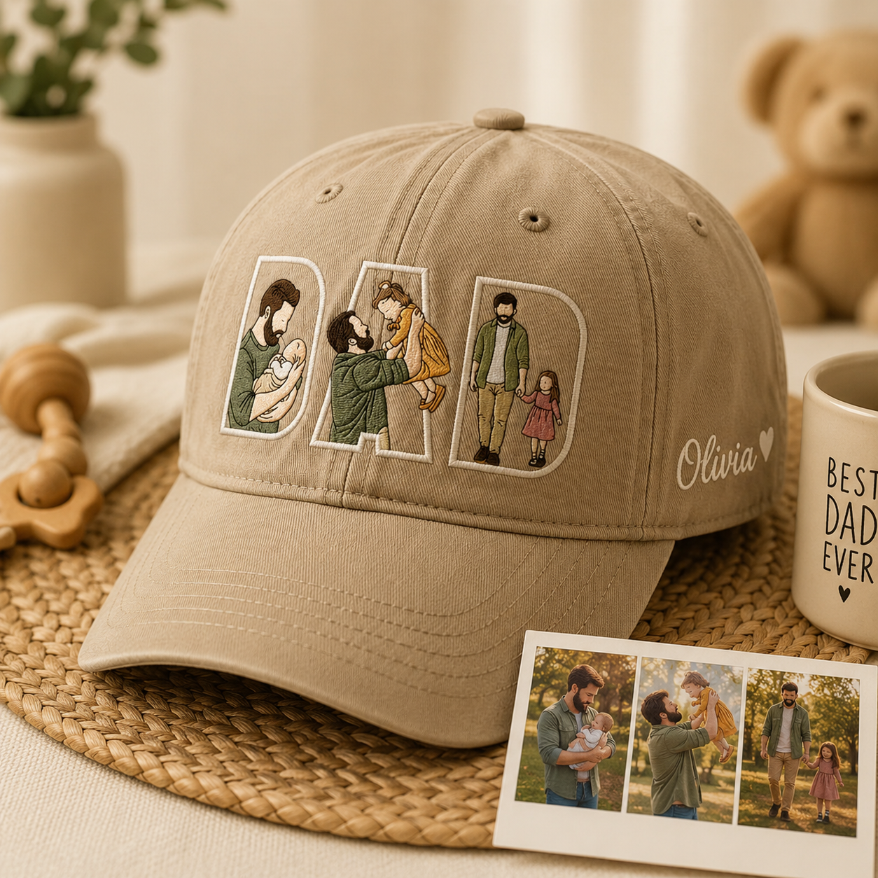 Dad Embroidered Hat, Custom Photo Dad Cap, Personalized Pet Face Hat, Father’s Day Gift For Dad THUC99