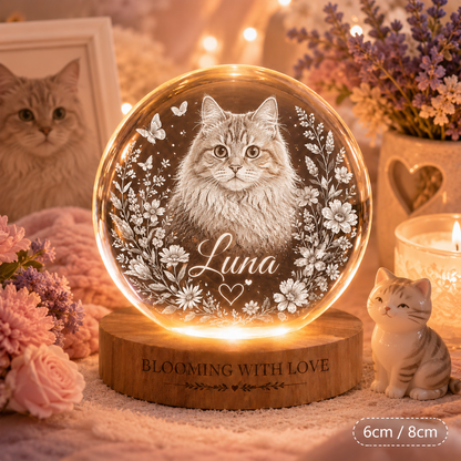 Personalized Dog Photo Crystal Lamp, Custom Pet Crystal Ball Night Light, Pet Loss Gift THUC99