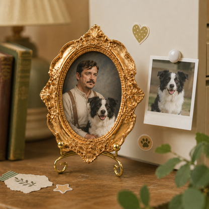Personalized Dog Keepsake Magnet, Custom Pet Photo Vintage Frame Magnet, Dog Memorial Gift THUC99