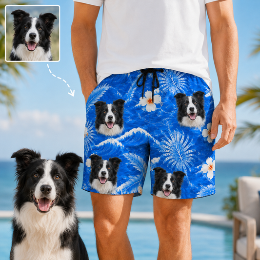 Personalized Dog Face Summer Shorts Custom Photo Beachwear for Vacation THUC99