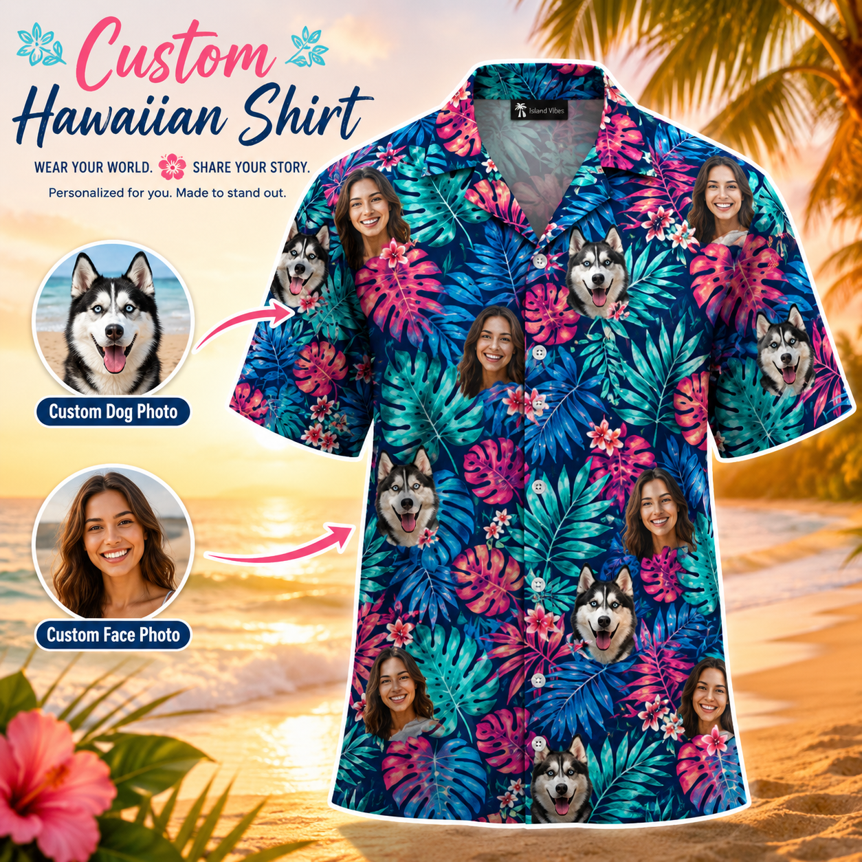 Personalized Hawaiian Shirt With Custom Dog Photo, Pet Parent Summer Gift THUC99