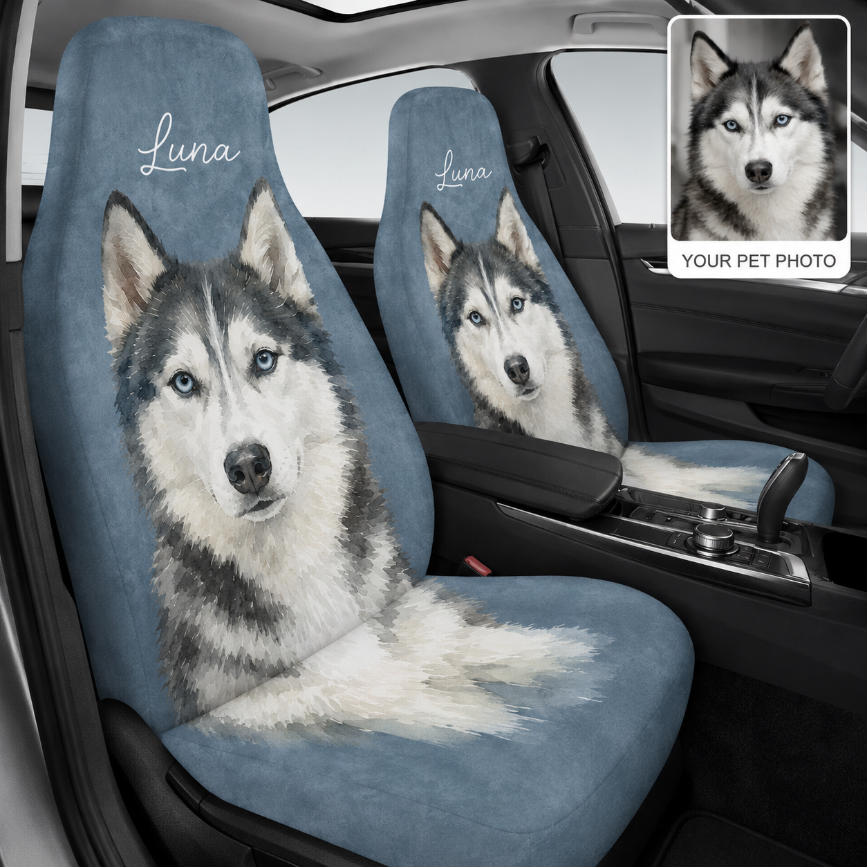 Custom Photo Dog Car Seat Cover, Personalized Pet Seat Protector, All Over Print Dog Photo Car Seat Gift For Dog Lovers THUC99