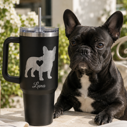 Personalized Dog Photo Travel Tumbler 40oz – Custom Pet Gift for Dog Lovers and Pet Parents THUC99