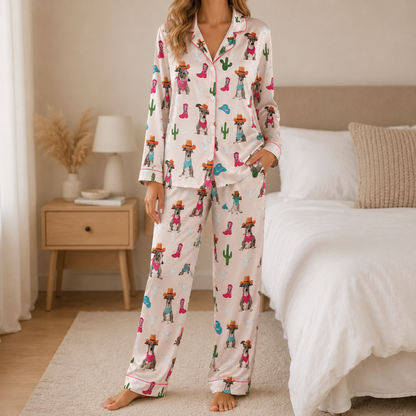 Custom Pet Portrait Satin Pajamas Set Personalized Dog Face Sleepwear Gift THUC99