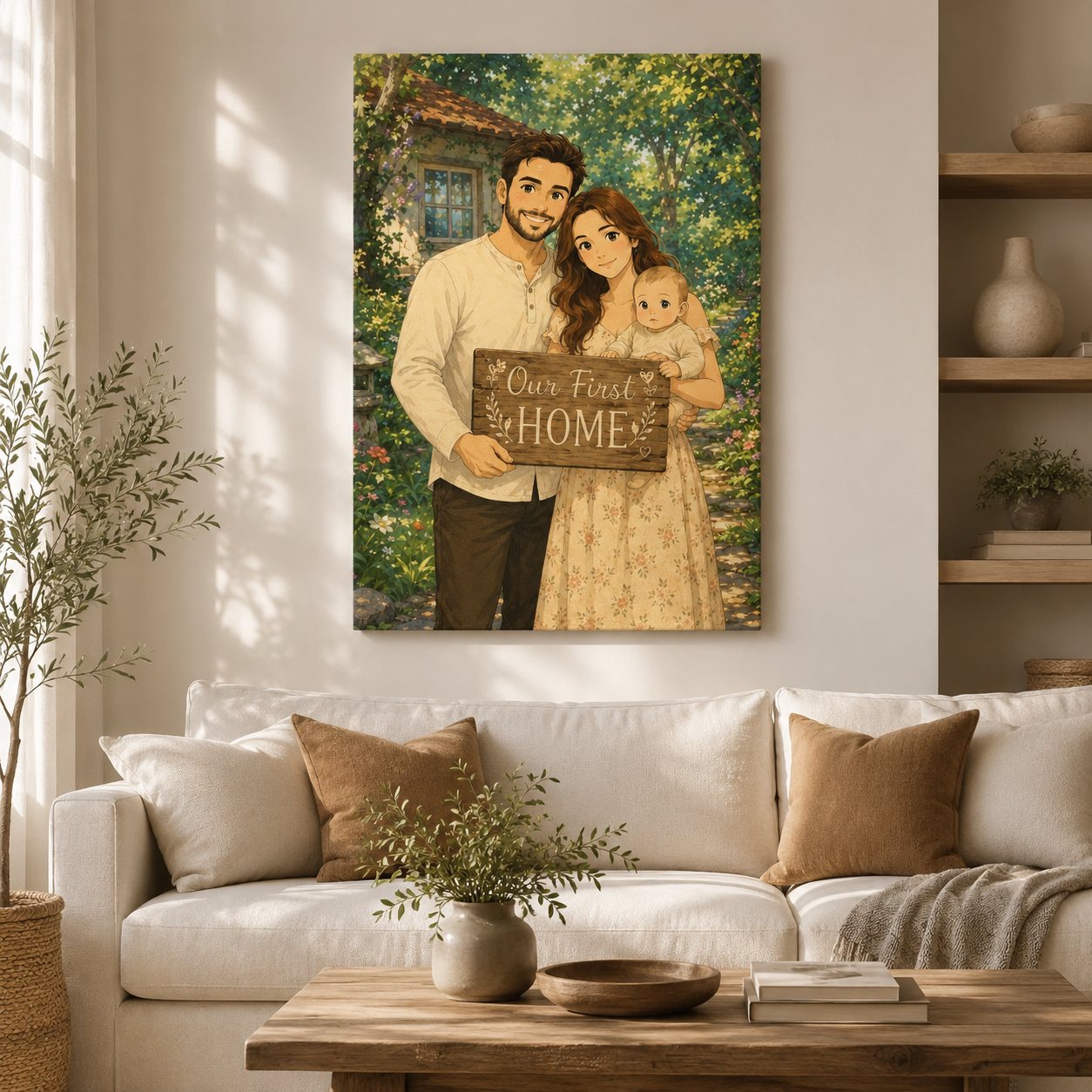 Custom Photo Dad's Family Canvas Wall Art - Custom Gift For Dad TOM99