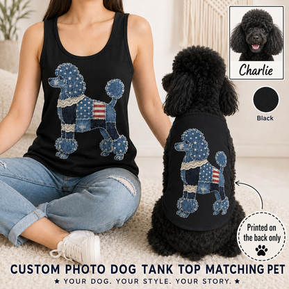 Custom Pet Photo Tank Top Set, Matching Owner and Dog Gift Outfit Gift For Women THUC99