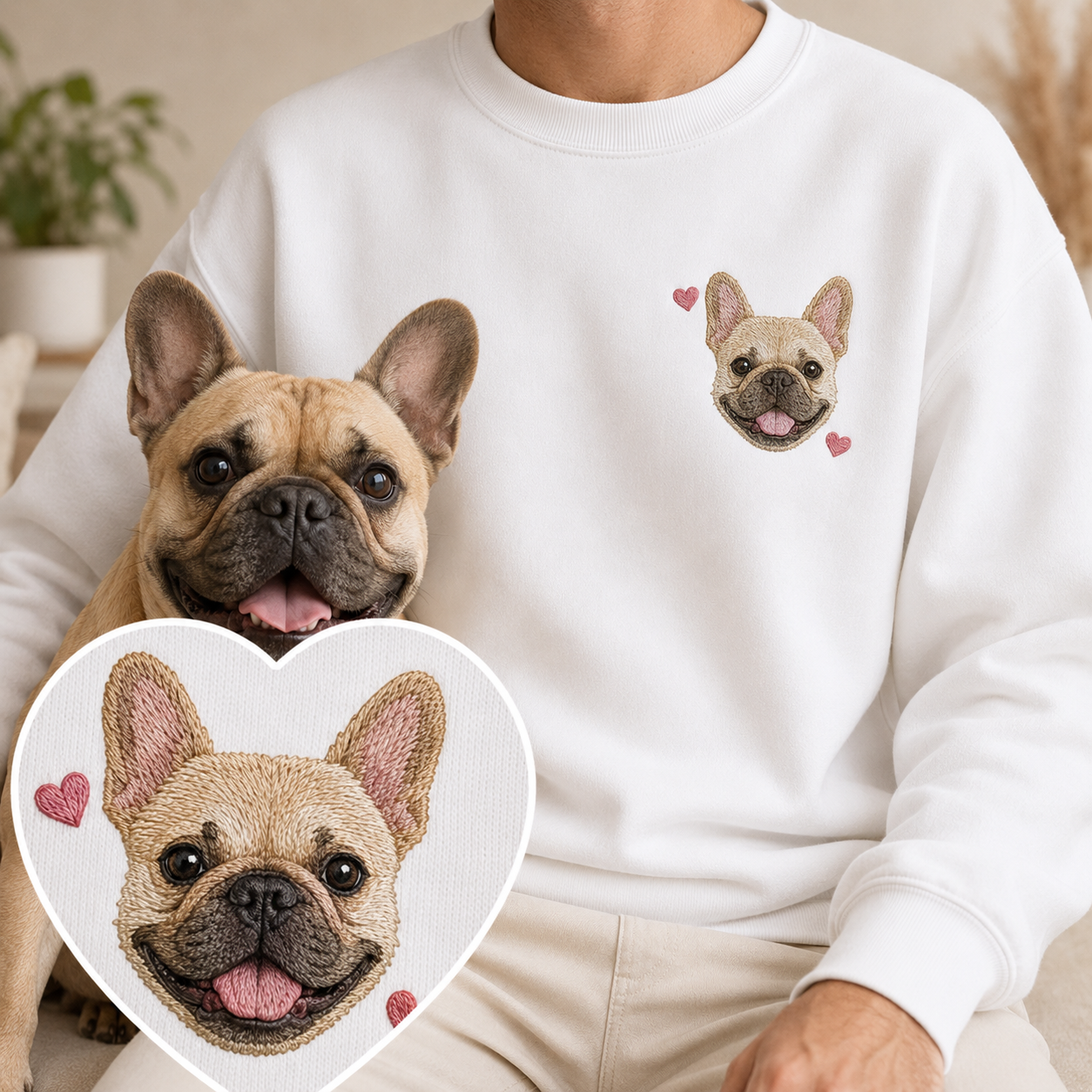 Personalized Pet Photo Sweatshirt, Custom Dog Face Embroidered Hoodie THUC99