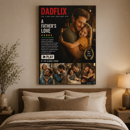 Custom Photo DADFLIX Canvas Wall Art - Custom Gift For Dad TOM99