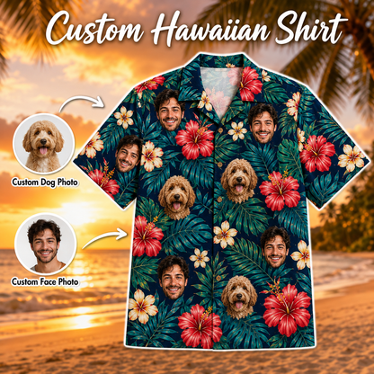 Custom Photo Dog Hawaiian Shirt, Personalized Pet Aloha Shirt, Dog Lover Vacation Gift THUC99