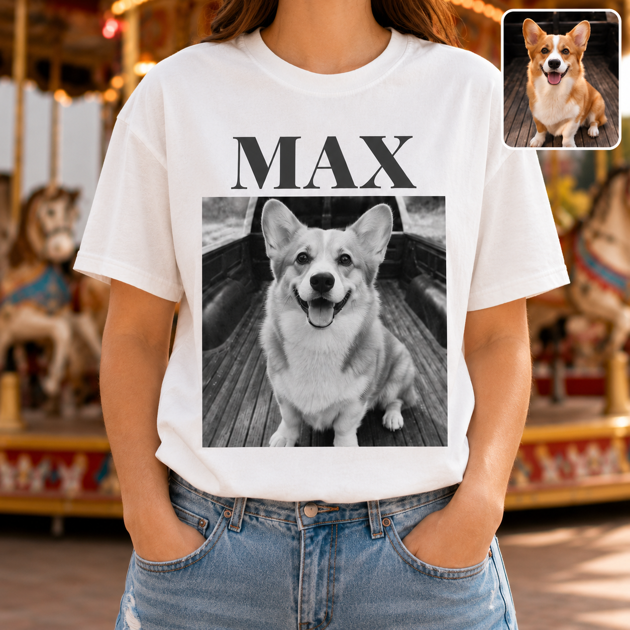 Custom Photo Dog Vintage Wash T-Shirt, Personalized Pet Lover Gift | Dog Lover Shirt THUC99