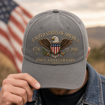 USA 250th Anniversary Embroidered Vintage Hat 1776–2026 Patriotic Adjustable Dad Cap THUC99