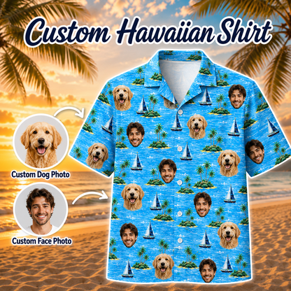 Personalized Hawaiian Shirt With Dog Photo, Custom Pet Vacation Shirt For Dog Owners THUC99
