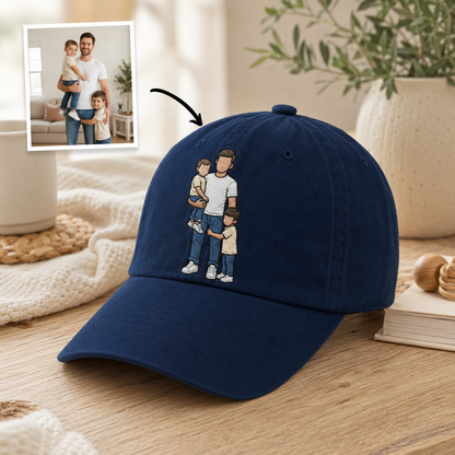 Custom Photo Dad Embroidered Hat, Personalized Cap, Custom Portrait Dad Hat, Father’s Day Gift THUC99