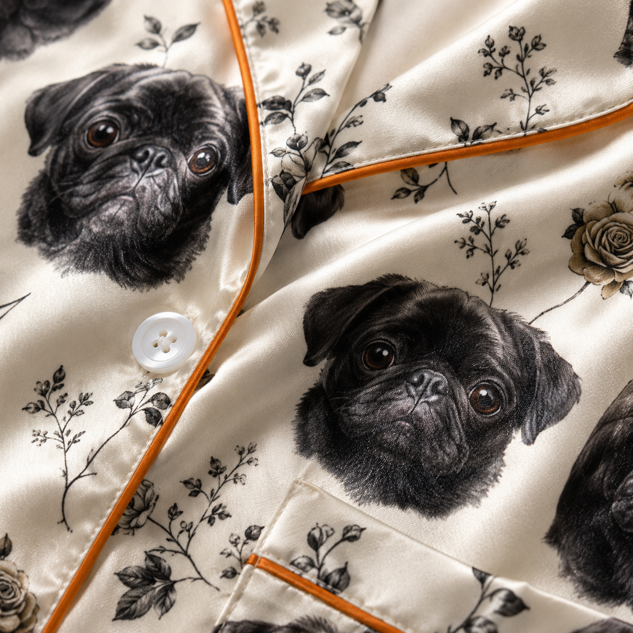 Personalized Puppy Photo Satin Sleepwear Set Cute Custom Pajamas for Dog Mom THUC99