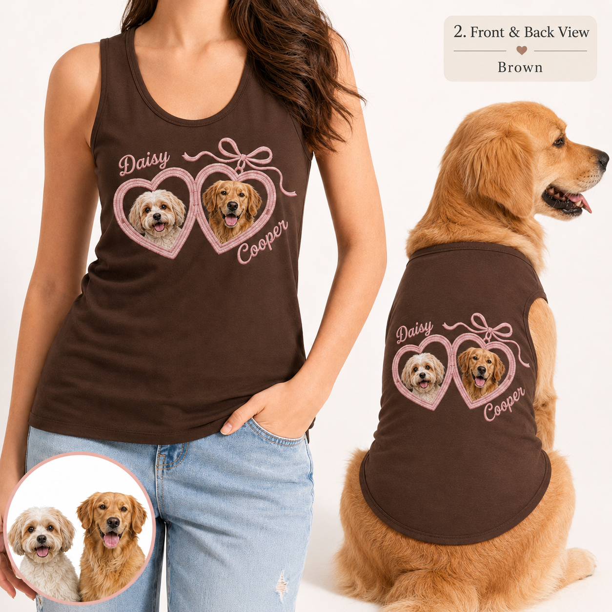Custom Matching Women’s and Dog Tank Top Set, Custom Pet Photo Owner and Pet Outfit THUC99