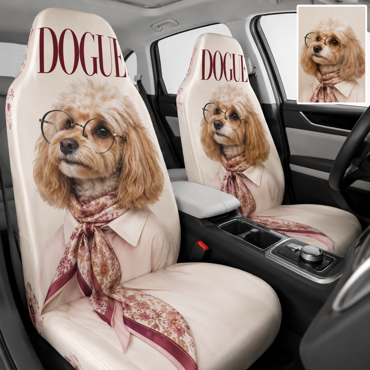 Custom Dog Portrait Car Seat Cover, Personalized Pet Photo Seat Protector, Cute Dog Lover Gift THUC99