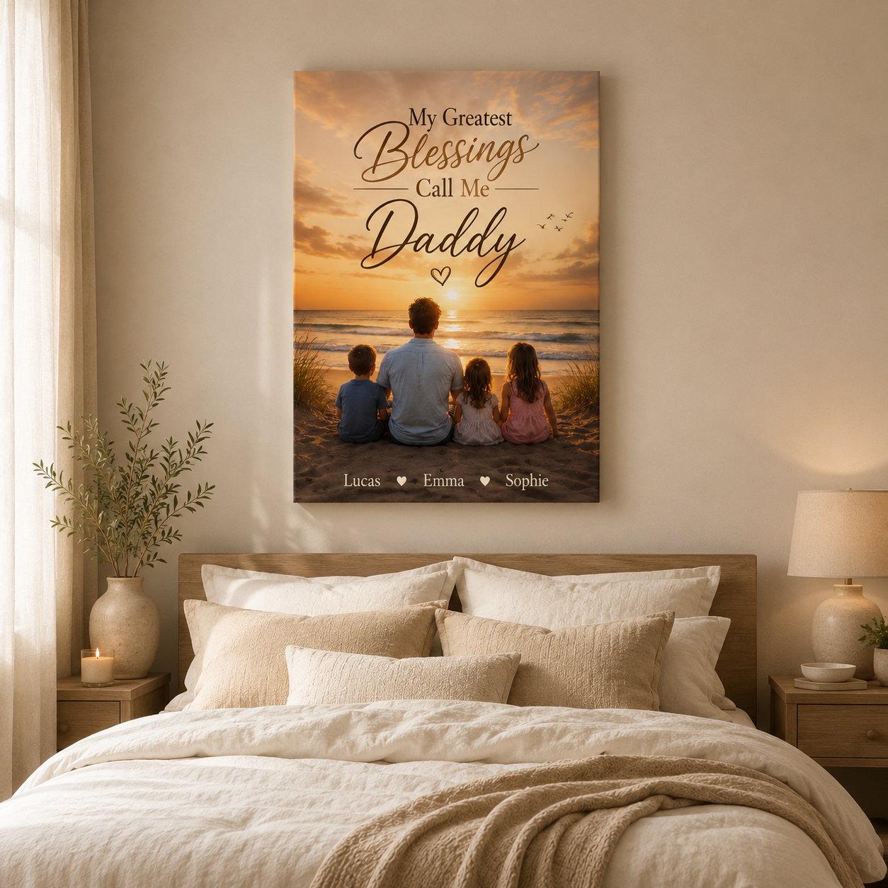 Custom Photo My Greatest Blessing Call Me Daddy Canvas Wall Art - Custom Gift For Dad TOM99