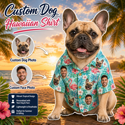 Custom Pet Hawaiian Shirt, Personalized Dog Photo Aloha Shirt, Tropical Vacation THUC99