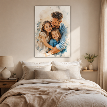 Custom Photo Girl Dad Canvas Wall Art - Custom Gift For Dad TOM99