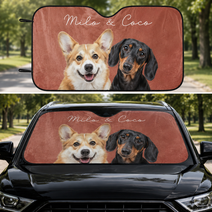 Custom Dog Photo Car Sunshade, Personalized Pet Windshield Shade, Car Accessory THUC99