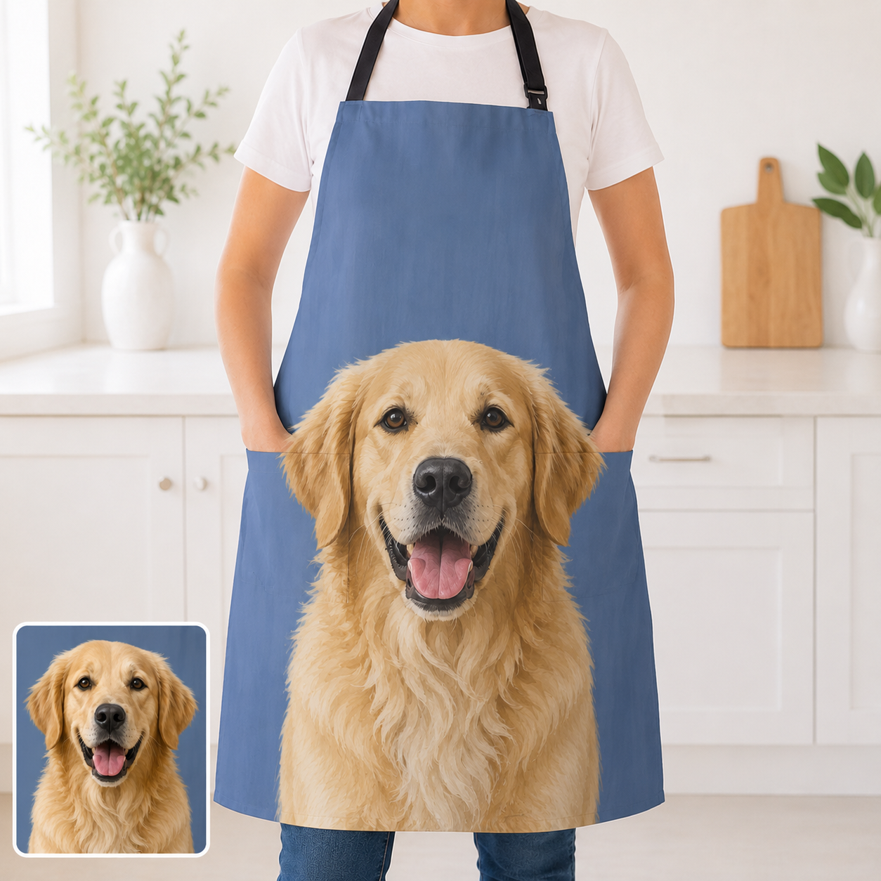 Personalized Dog Apron Custom Photo Dog Apron for Dog Mom, Dog Dad, Pet Lover Kitchen Apron Gift THUC99