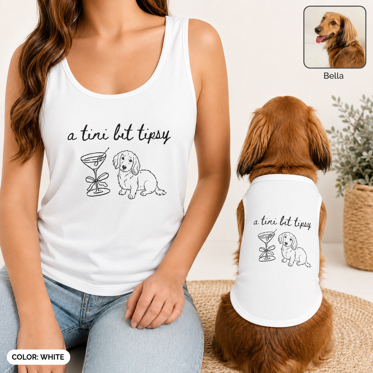 Personalized Women’s Dog Shirt Matching Outfit, Custom Tank Top and Pet Tank Top Set THUC99