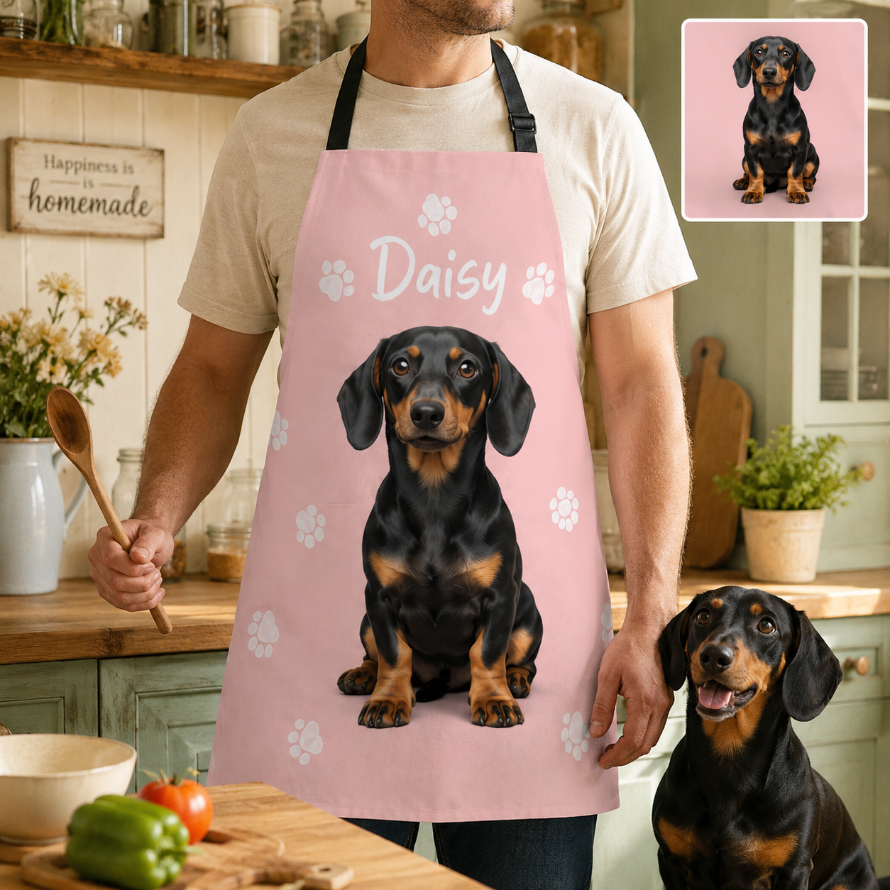 Custom Dog Photo Cooking Apron Personalized Pet Face Apron, Gift for Dog Mom, Dog Dad and Animal Lovers THUC99