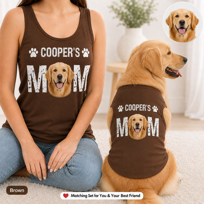 Personalized Women’s Tank Top with Dog Photo, Matching Pet Tank Top Summer Set THUC99