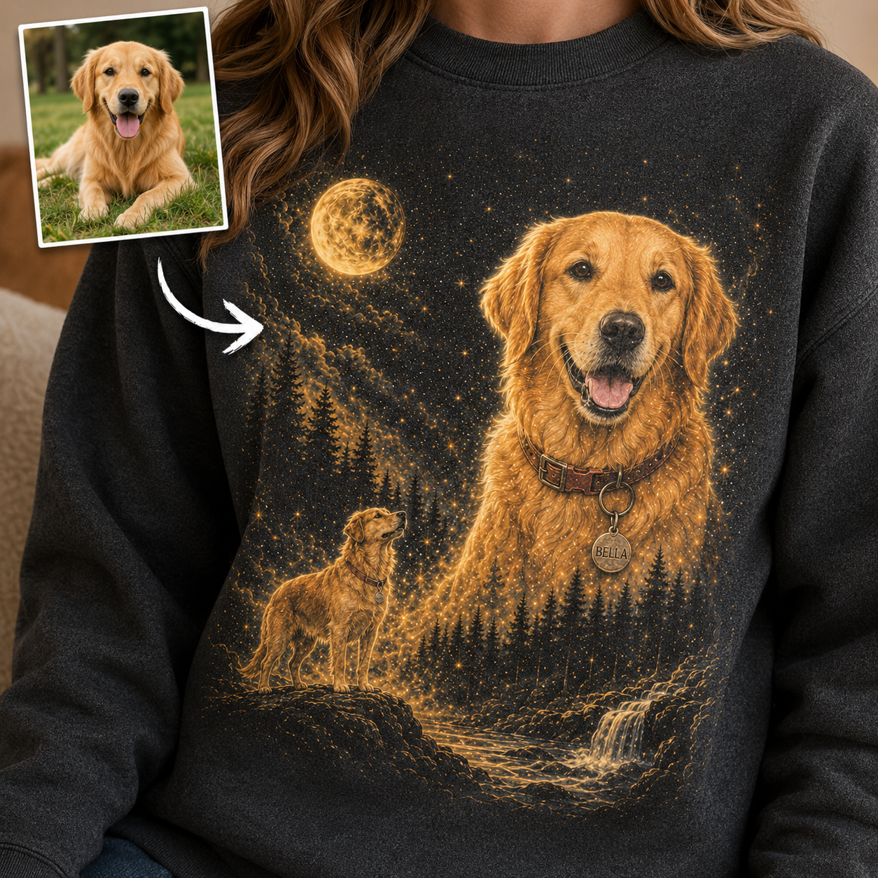 Custom Dog Dad Sweatshirt Personalized Dog Picture Hoodie Gift for Pet Loving Dad THUC99