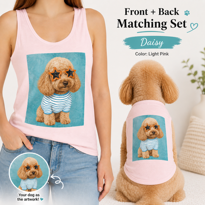 Custom Photo Dog Women’s Tank Top Set, Matching Dog Mom and Pet Shirt Gift THUC99