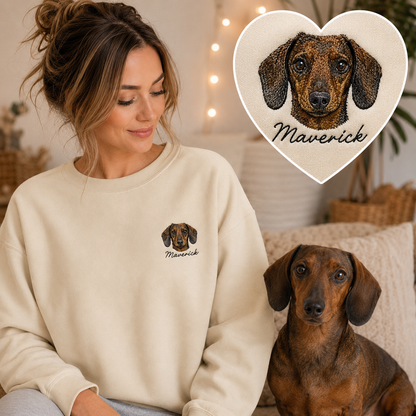 Custom Dog Photo Embroidered Sweatshirt, Personalized Pet Portrait Sweatshirt & Hoodie THUC99 (Copy)