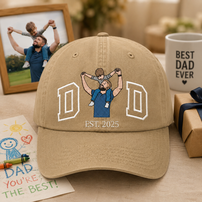 Custom Photo Dad Embroidered Hat, Personalized Face Cap, Custom Portrait Dad Hat, Father’s Day Gift For Dad THUC99