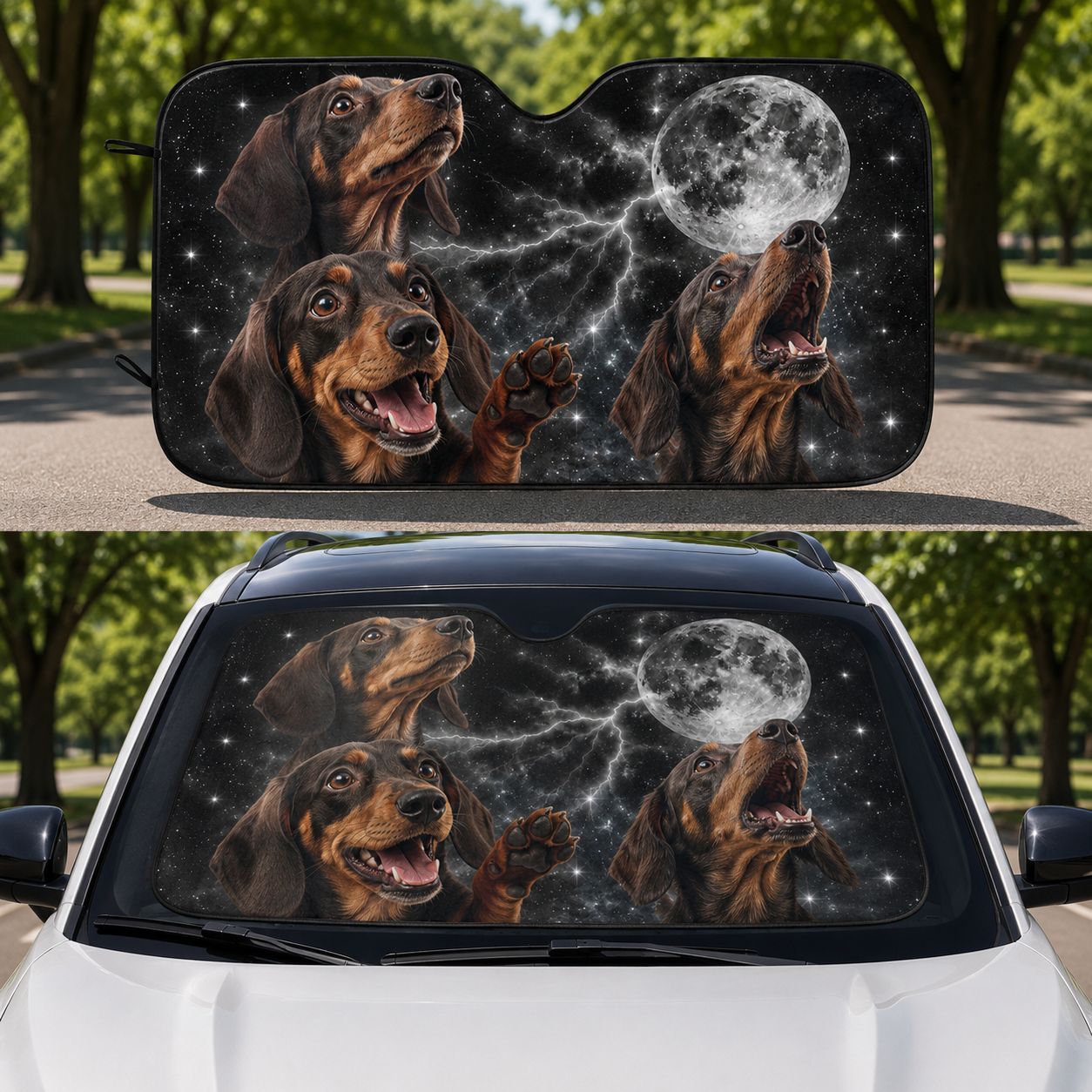 Custom Pet Photo Car Sun Shade, Personalized Dog Windshield Cover, Foldable Auto Window Sunshade THUC99