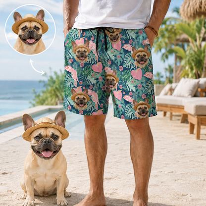 Personalized Custom Dog Face Beach Shorts All Over Print Summer Swimwear THUC99
