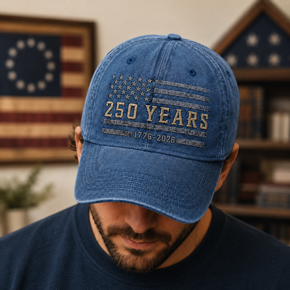 American Heritage 250 Years Embroidered Vintage Baseball Hat Independence Day Gift THUC99
