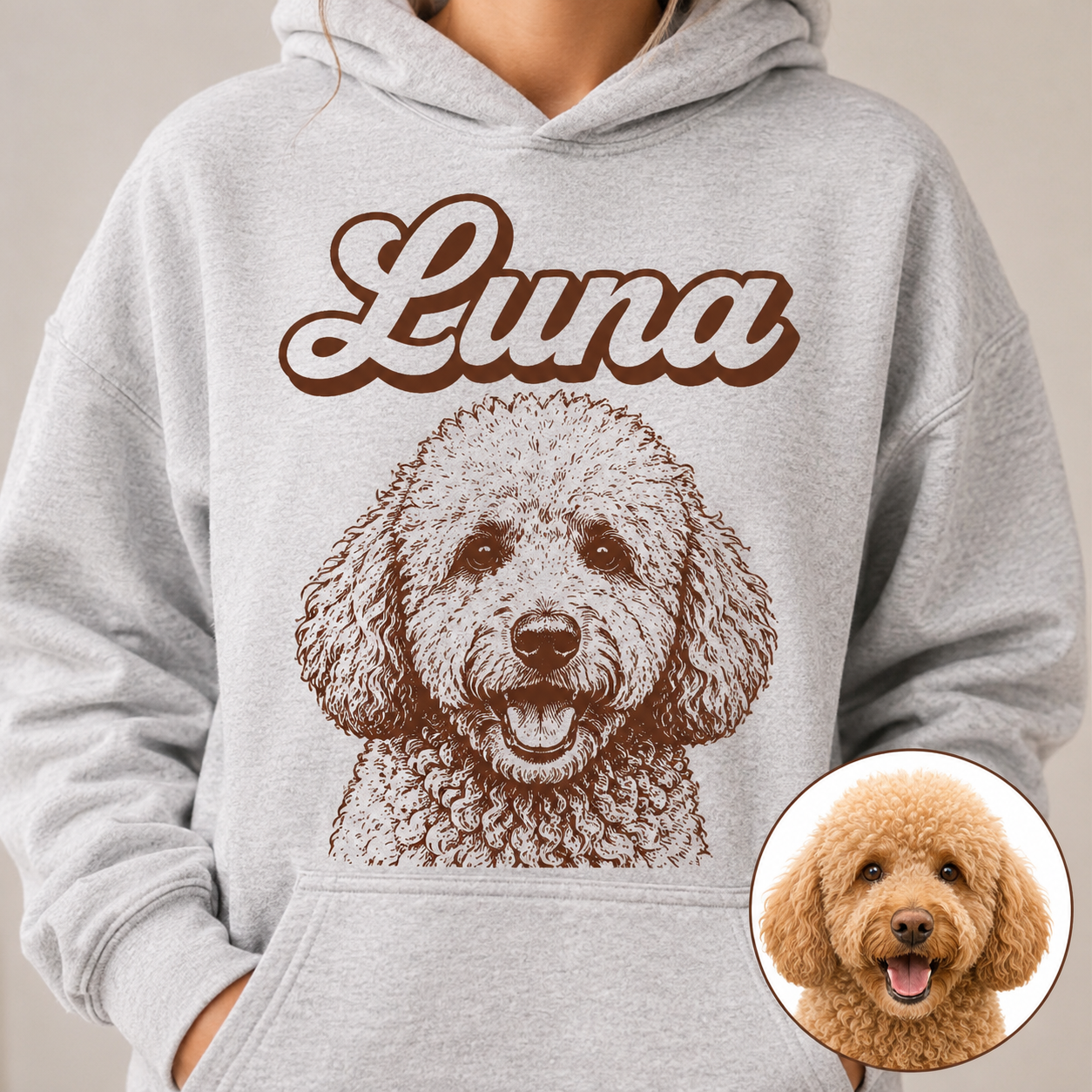 Custom Dog Photo Hoodie Personalized Pet Portrait Sweatshirt for Dog Mom and Dog Dad THUC99