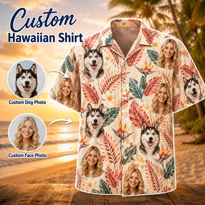 Custom Dog Photo Tropical Shirt, Personalized Hawaiian Beach Shirt, Dog Lover Gift Idea THUC99