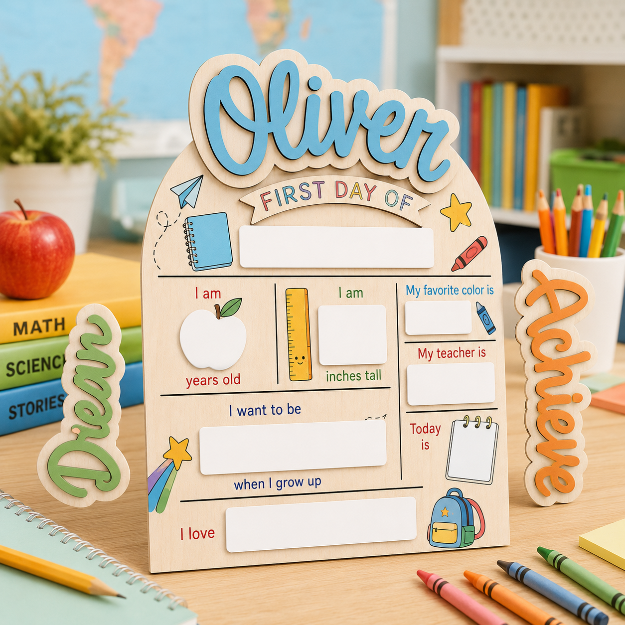 Personalized Preschool Kindergarten Sign, First Day Last Day School Board THUC99