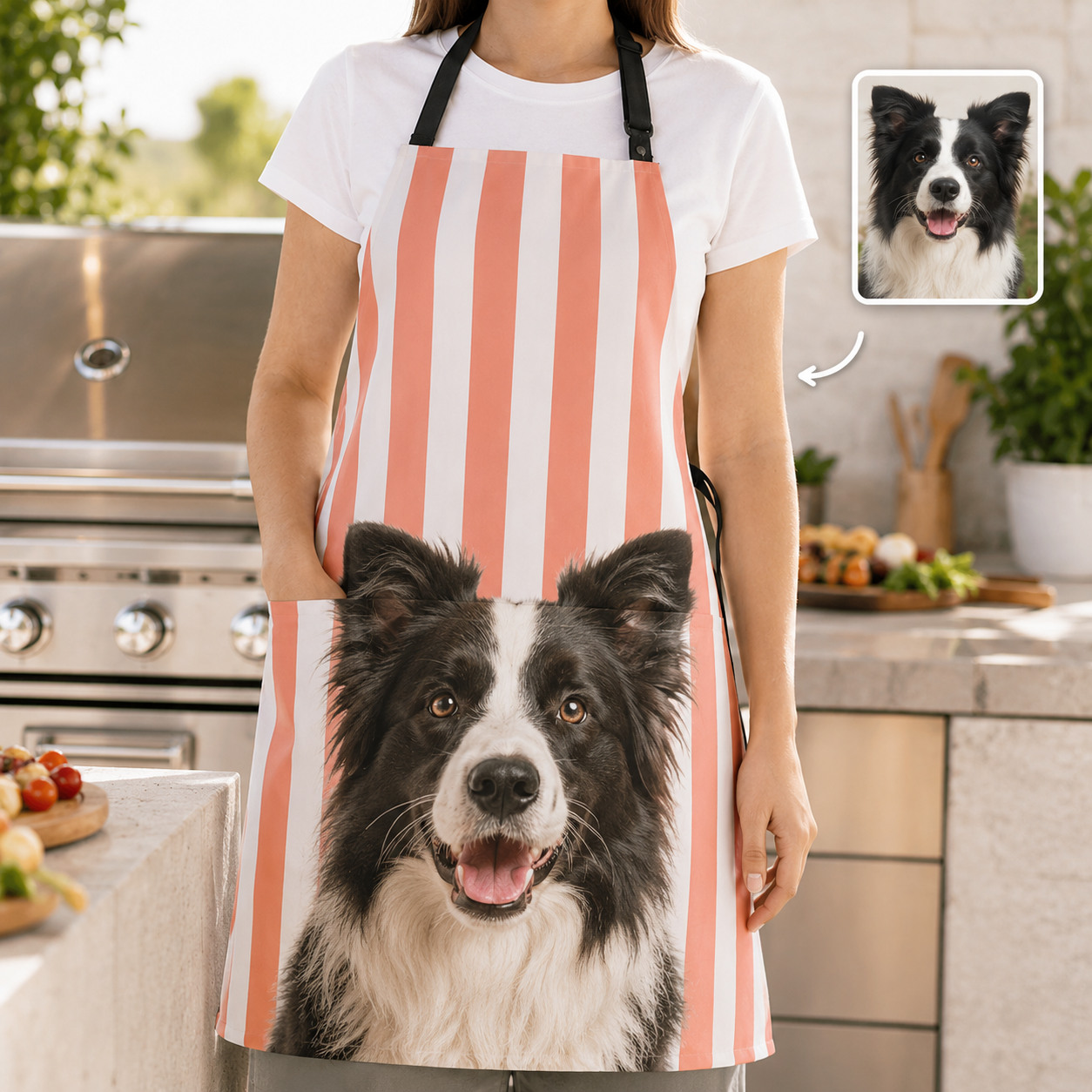 Custom Dog Photo Apron for Women and Men, Personalized Pet Parent Kitchen Apron Gift for Cooking and Grilling THUC99