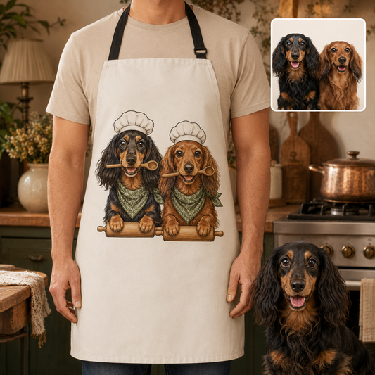 Personalized Pet Apron with Dog Face Photo, Custom Kitchen Apron for Dog Mom, Dog Dad and Pet Lovers THUC99