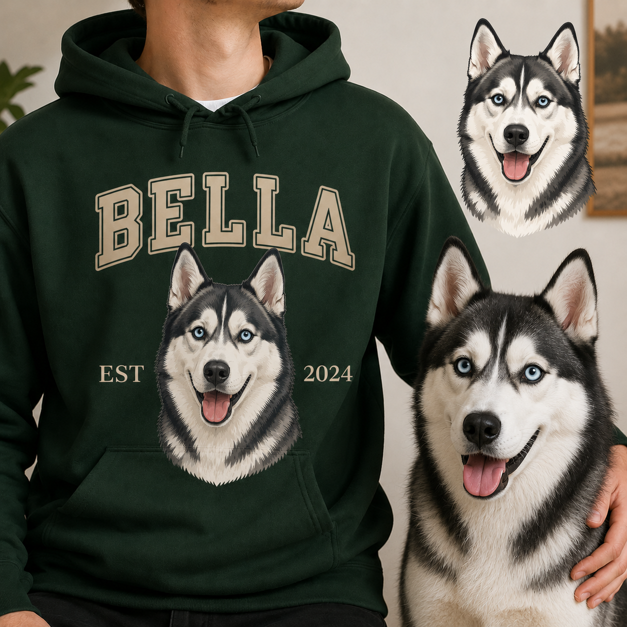Personalized Dog Mom Sweatshirt Custom Puppy Portrait Hoodie Cute Pet Owner Gift THUC99