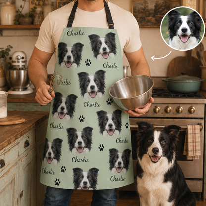 Custom Dog Face Apron Personalized Photo Apron, Funny Pet Lover Kitchen Gift for Dog Mom and Dog Dad THUC99