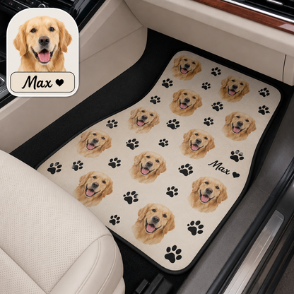 Personalized Dog Photo Car Floor Mats Set, Custom Pet Auto Floor Mat, Unique Car Decor Gift THUC99