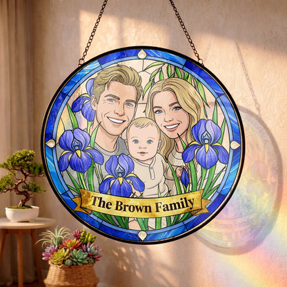 Custom Photo Family Photo Suncatcher – Personalized Stained Glass Window Hanging For Mom Gift THUC99